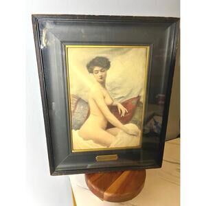 Vintage Boudoir Art Print 1900s Style Nude Portrait Framed Campbell Reproduction